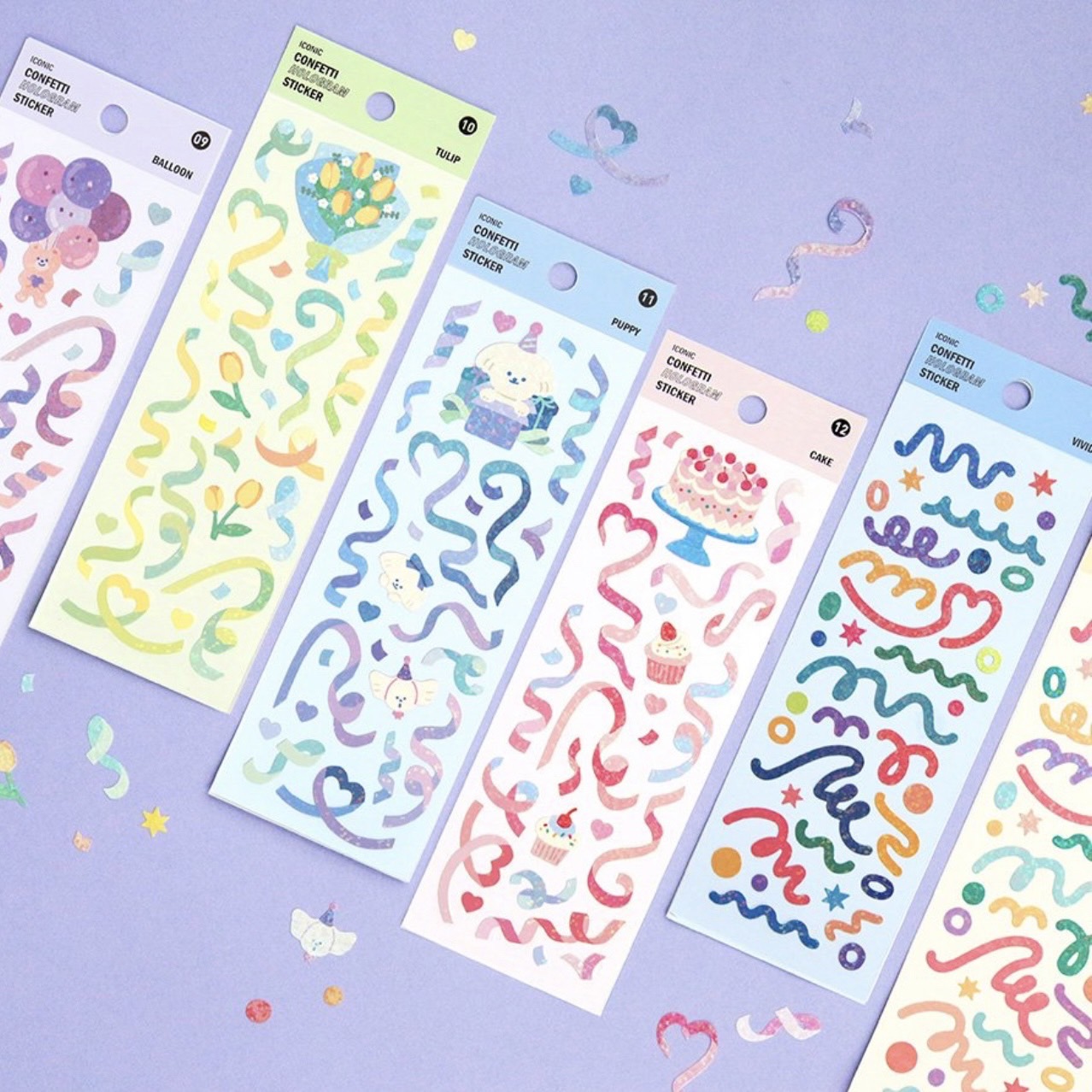 iconic : CONFETTI HOLOGRAM SEAL STICKER SET 6枚入り